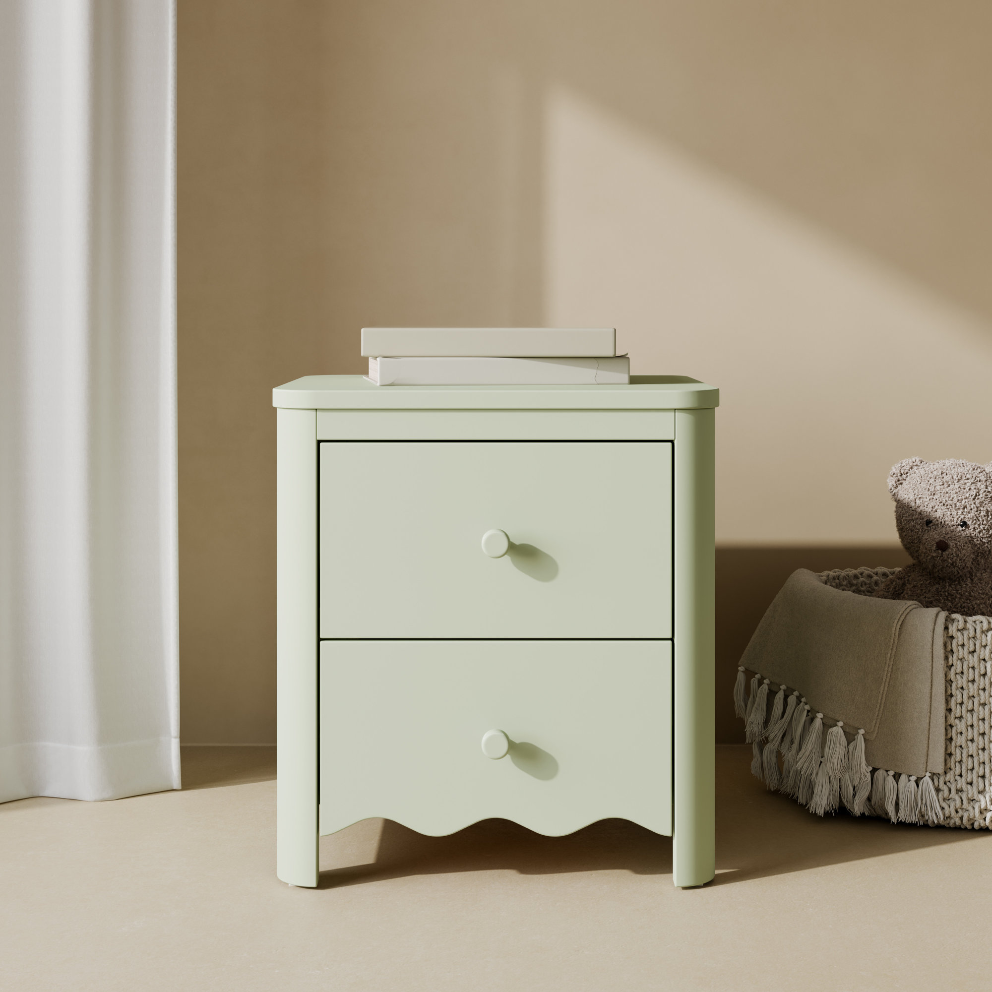 Casablanca 2 Drawer Nightstand, Sage