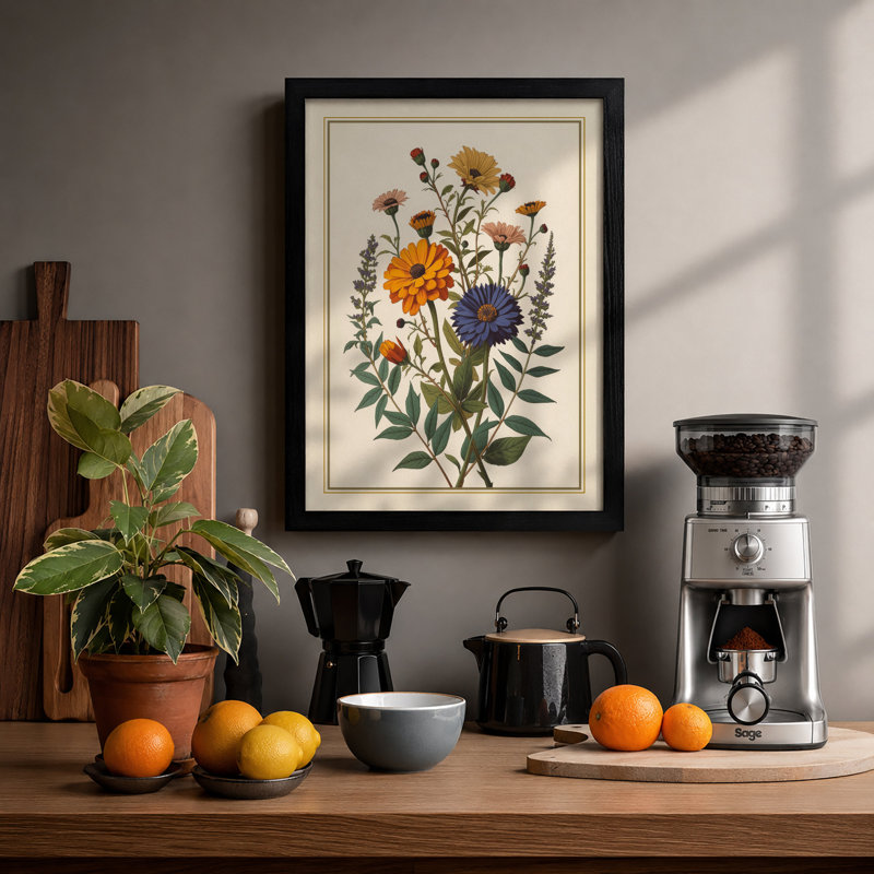 Study In Gold Botanical - Print, Black, A3 - 42.0 x 29.7 cm
