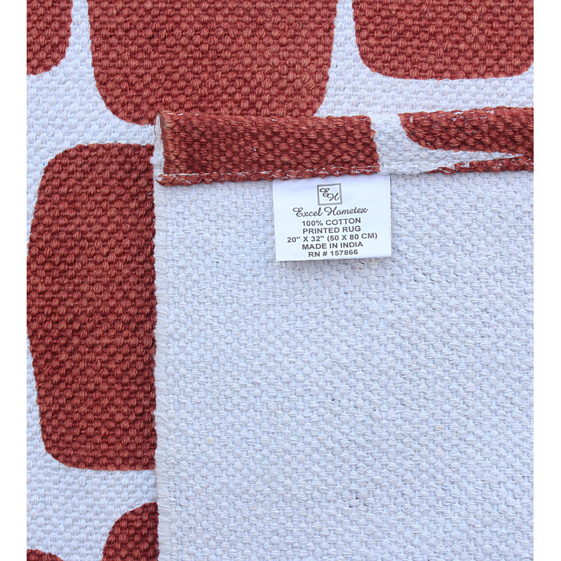 Tapis à usage intérieur/extérieur en coton rouille à la main noué la Aviana