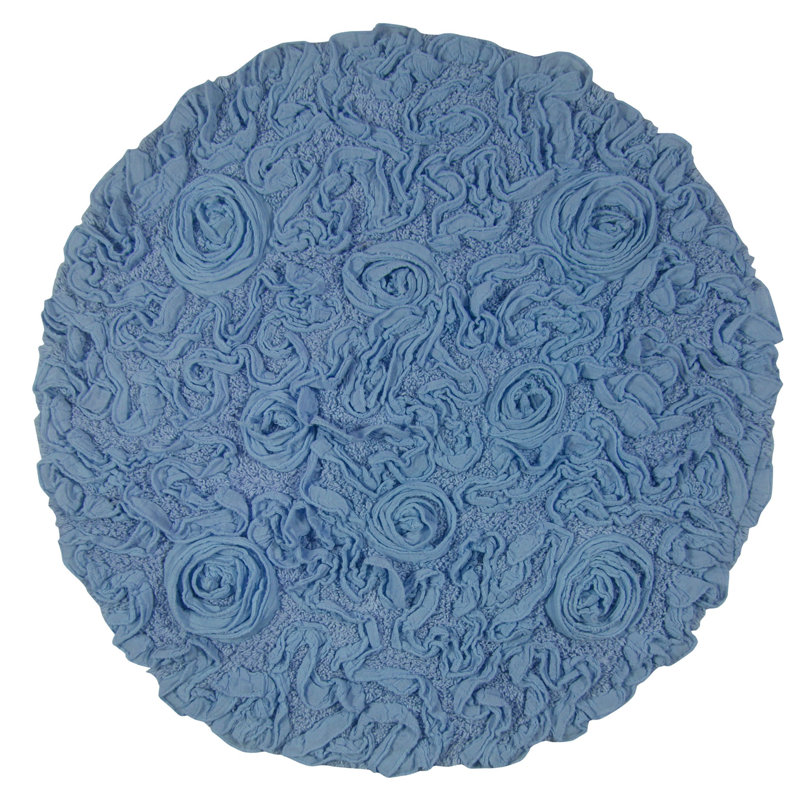 Tapis de bain rond 100% coton Home Weavers Franciska, L 30 po x L 30 po, Bleu ciel