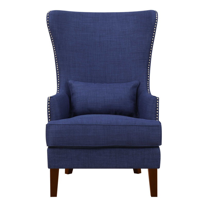 Kemariya Upholstered Wingback Chair, Blue Chenille