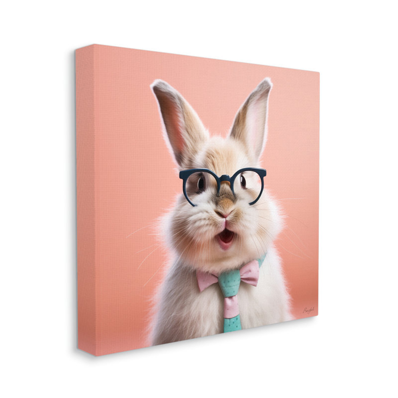 Az-124-Toile de lapin dans des verres, H 30 po x l 30 po x P 1,5 po