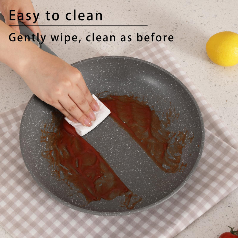 9-Piece Ceramic Non-Stick Cookware Set with Removable Handles, Grey