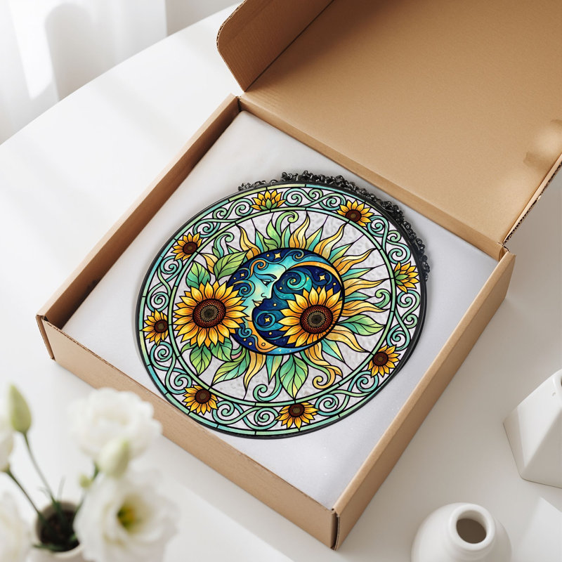 Panneau de vitrail Sun Moon H 12 po, H 12 po