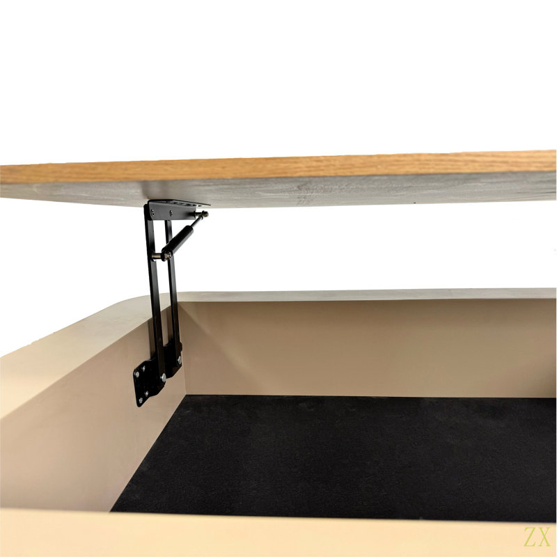 Table basse 38,6 po à plateau relevable cannelé en bois massif Venee, Naturel