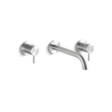 Acquaco Linki Deco Wall Mount Three-Hole Two Handle Bathroom Lavatory Faucet with 6-3/4'' Spout Reach