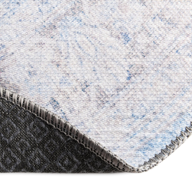 Tapis transitionnel de couleur bleu-gris, Rond 7 pi 7 po