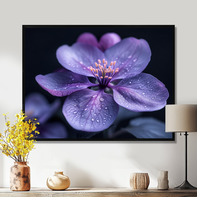 Mauve noir Moody Majesty, fleur de pommier, H 34 po x l 44 po, Cadre flottant noir
