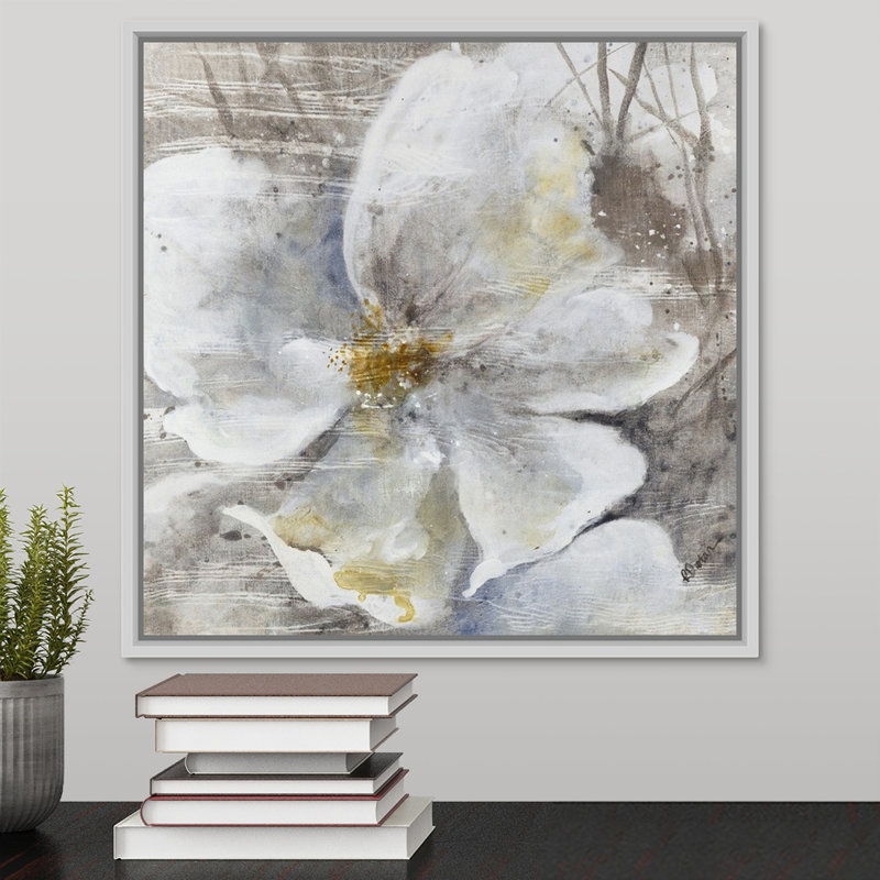 « allegretto i », peinture sur toile, H 17,7 po x l 17,7 po x P 1,75 po, Cadre flottant blanc