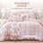Piece King Bedding Sets, Pink Floral Microfiber Farmhouse Bedroom