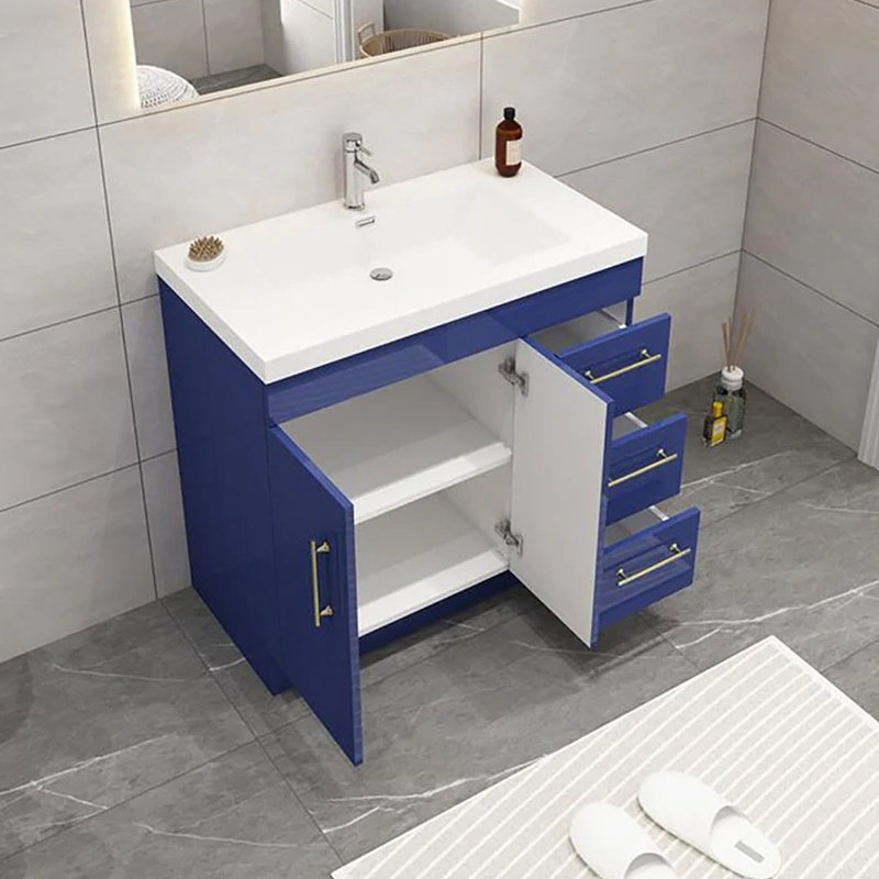 Ensemble de meuble-lavabo simple 35 po, Bleu nuit brillant