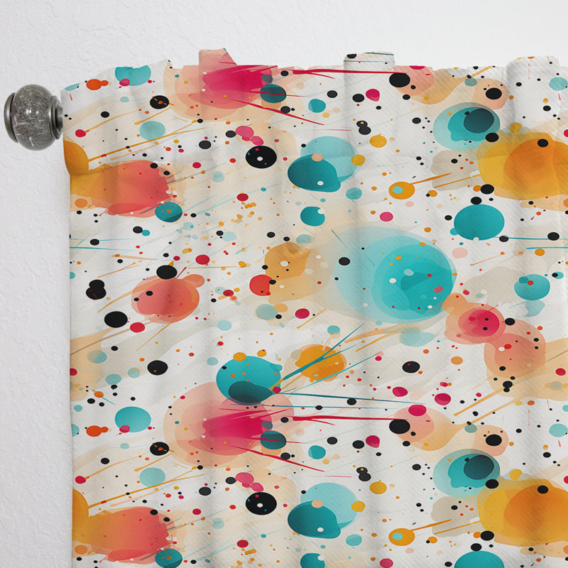 Motif de pois multicolores Dance IV - rideau abstrait - rideau obscurcissant - 1 panneaux, L 52 po x L 84 po