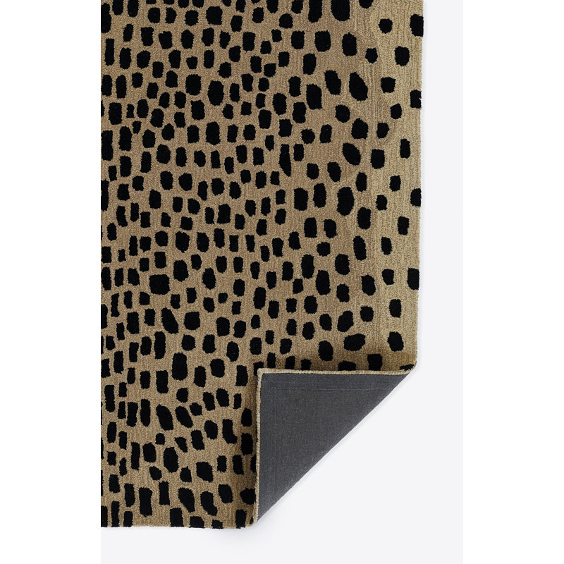Hand-Tufted Black and Beige Wool Rectangular Rug 7'9" x 9'9"