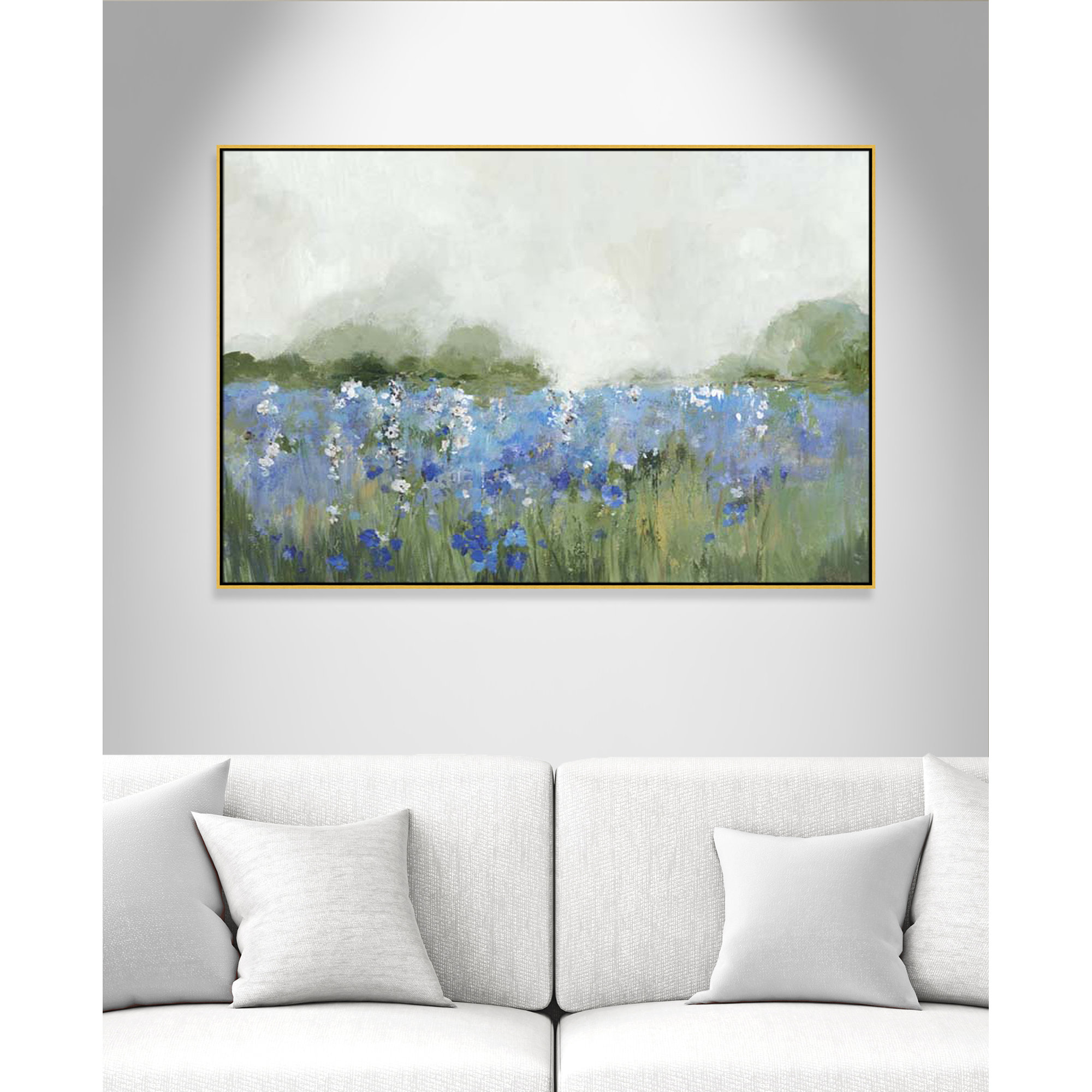 Meadows Bluebells Field by Allison Pearce, Gold Framed, 41.5" H x 61.5" W x 2" D