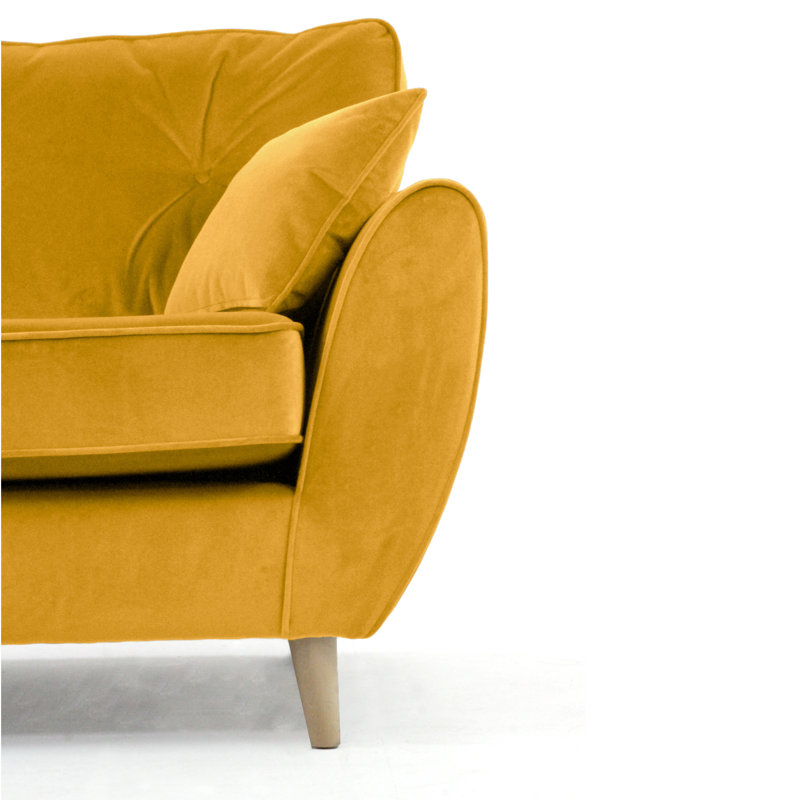 Rafe 4 Seater Velvet Sofa, Mustard Velvet