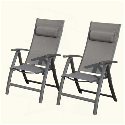 Ensemble de 2 chaises de patio pliantes en tissu textilène