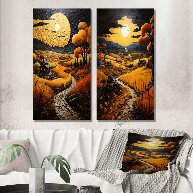 «Farm Harvest Season Patchwork» 2 pièces, Toile tendue, H 40 po x l 40 po
