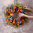 20" Artificial Flowers Spring Summer Wreath for Front Door Porch Decor (Colorful Blue Mixed)