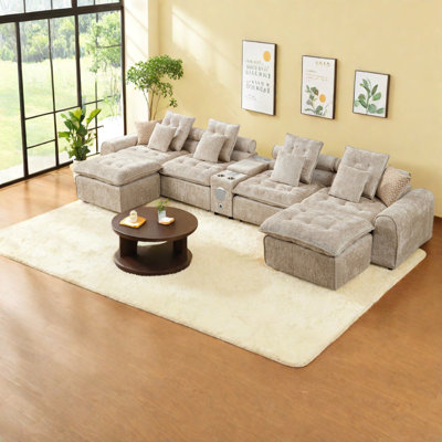 Canapés d'angle spacieux, canapé modulaire moderne en boucle camel pour la maison familiale