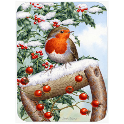 Caroline's Treasures European Garden Robin Glass Cutting Board