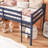 Solid Wooden, Rubber Wooden Loft Bed with Ladder, Bed Platform of Strengthened Slats-1005813448