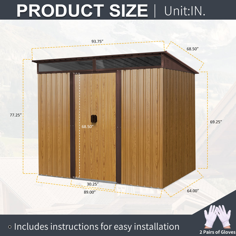 8x6 Metal Outdoor Storage Shed With Transparent Plate Coffee