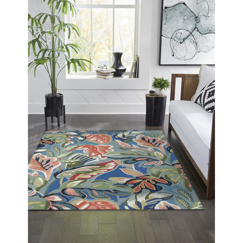Tapis intérieur / extérieur en acrylique touffeté à la main Afaf, Rectangle 7 pi 6 po x 9 pi 6 po