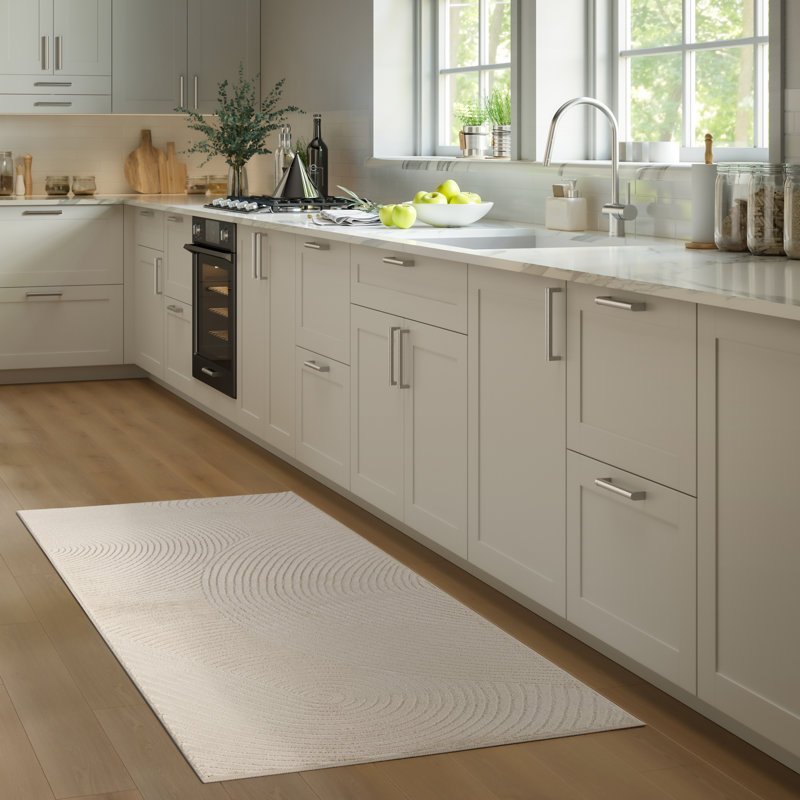 Tapis à motif de cercles zen beige Abani Murtie, Tapis de couloir 2 pi 6 po x 6 pi