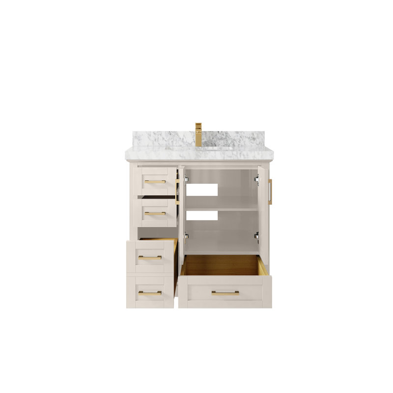 Boston 36 po X P 22 po Meuble-lavabo central D Quartz, Marbre de Carrare
