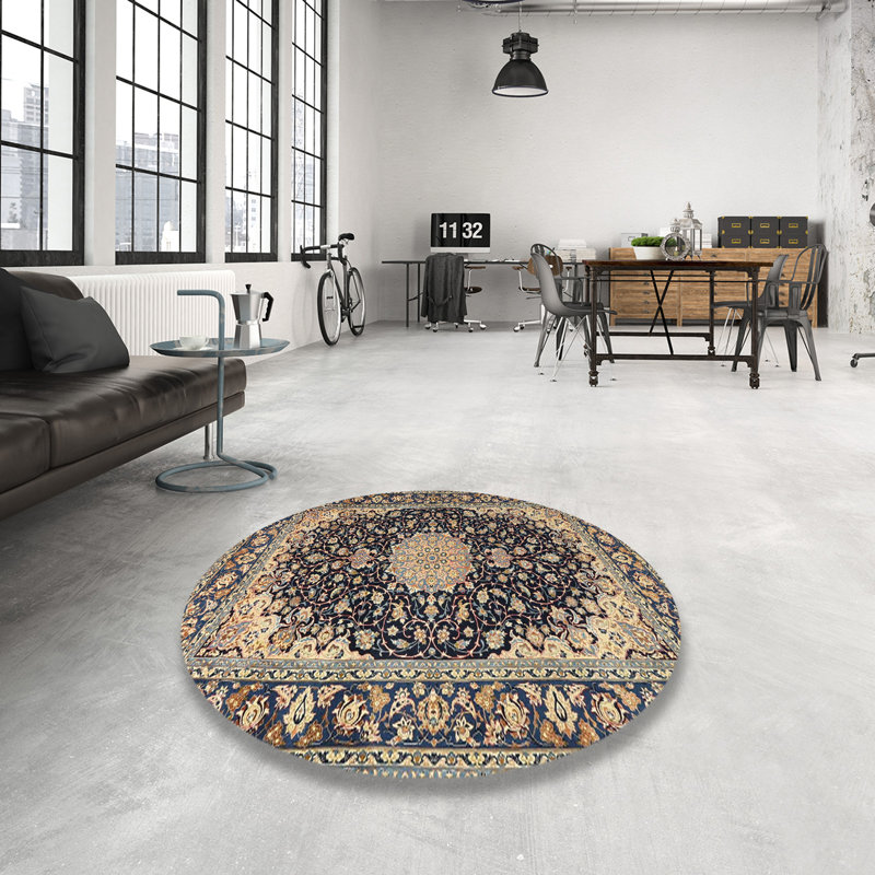Tapis traditionnel beige / noir Gennep, Rond 5 pi