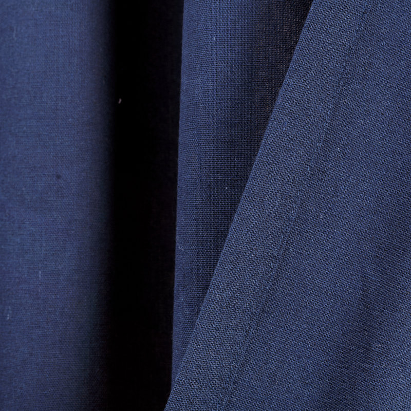 Linen Lace Linen Curtain Pair, Navy