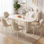 Ensemble de table de salle à manger ovale avec 6 chaises, blanc et beige, salle à manger-821633416