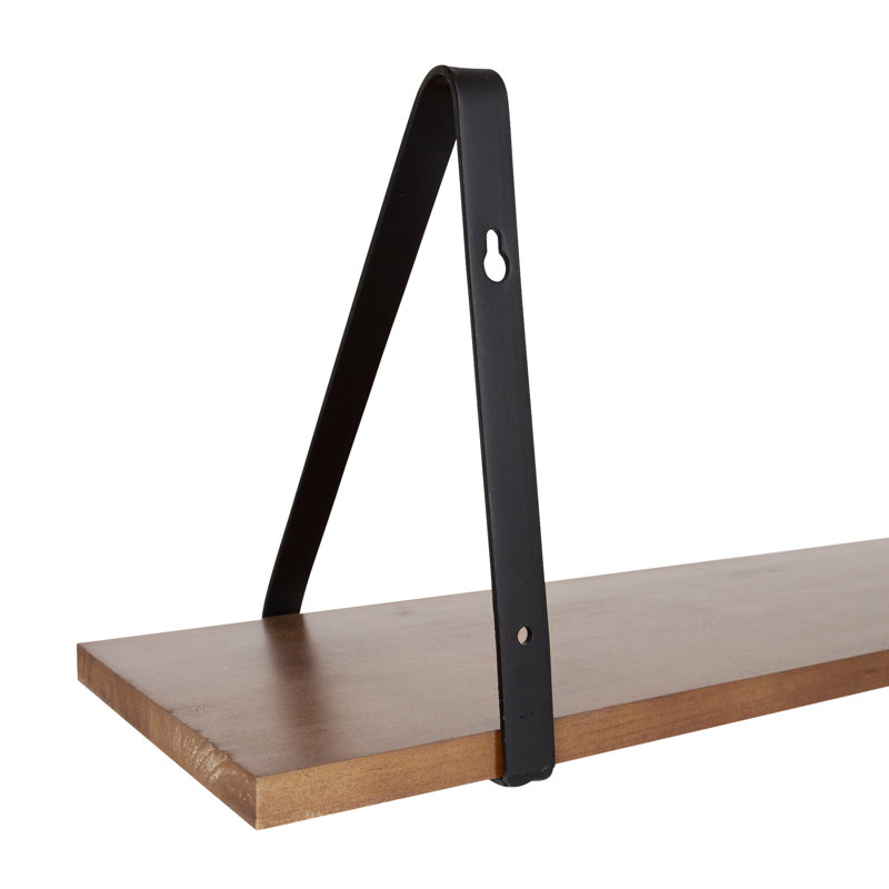Mcmartin 2 Piece Bracket Shelf, 8.26'' H X 27.55'' W X 6.89'' D, Rustic Wood/Black