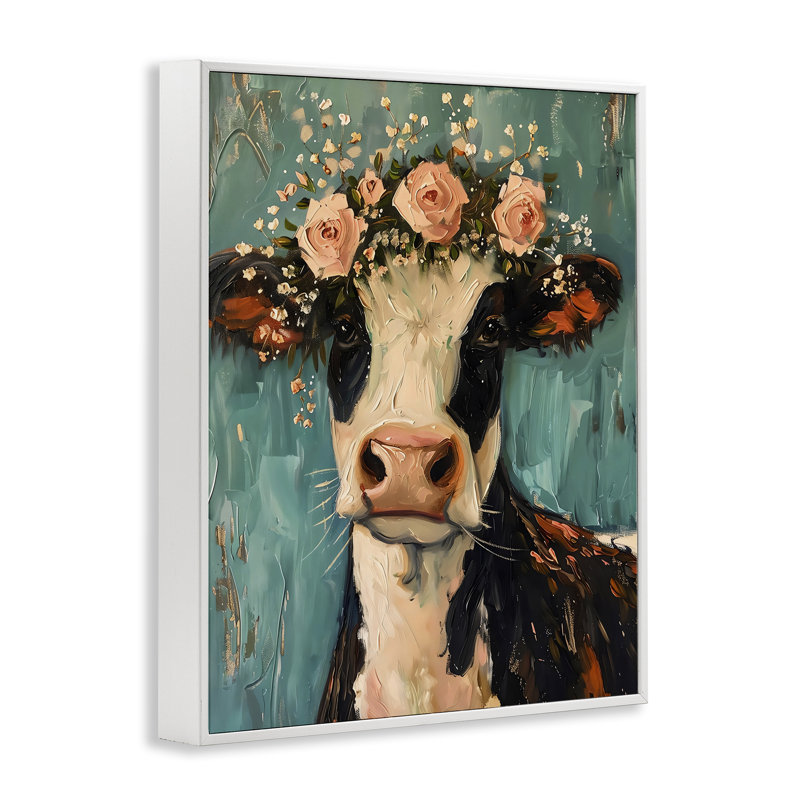 Jolies fleurs de vaches roses encadrées, estampe numérique, design par LSR Creative Studio, H 30 po x l 24 po