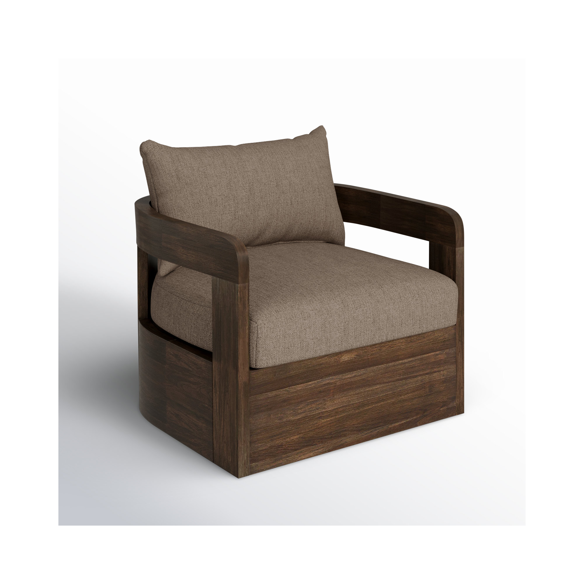 Ewan Outdoor Swivel Chair, Ellor Brown, Stained Saddle Brown