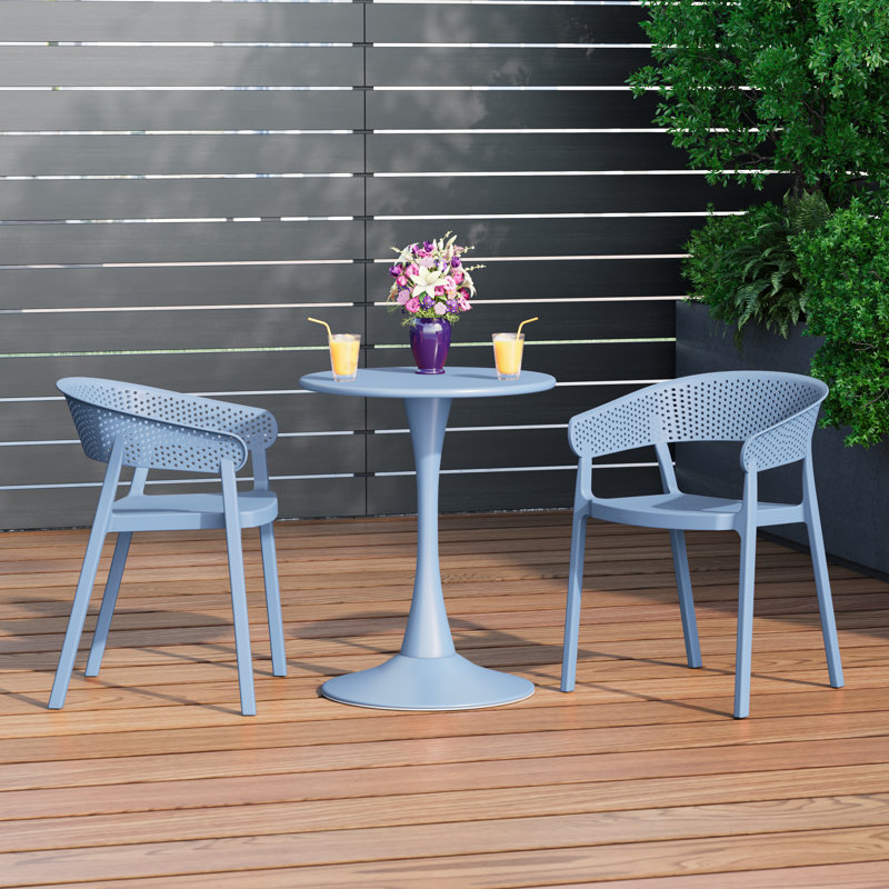 Ensemble repas extérieur 2 personnes, Bleu, H 28,5 po x l 23,5 po x P 23,5 po, 2