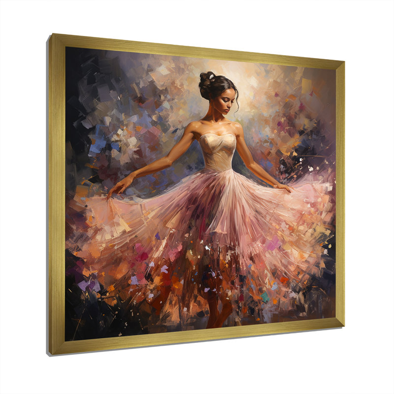 Danse rose de la ballerine - Ballet, art mural, H 30 po x l 30 po x P 1,5 po, Cadre doré simple