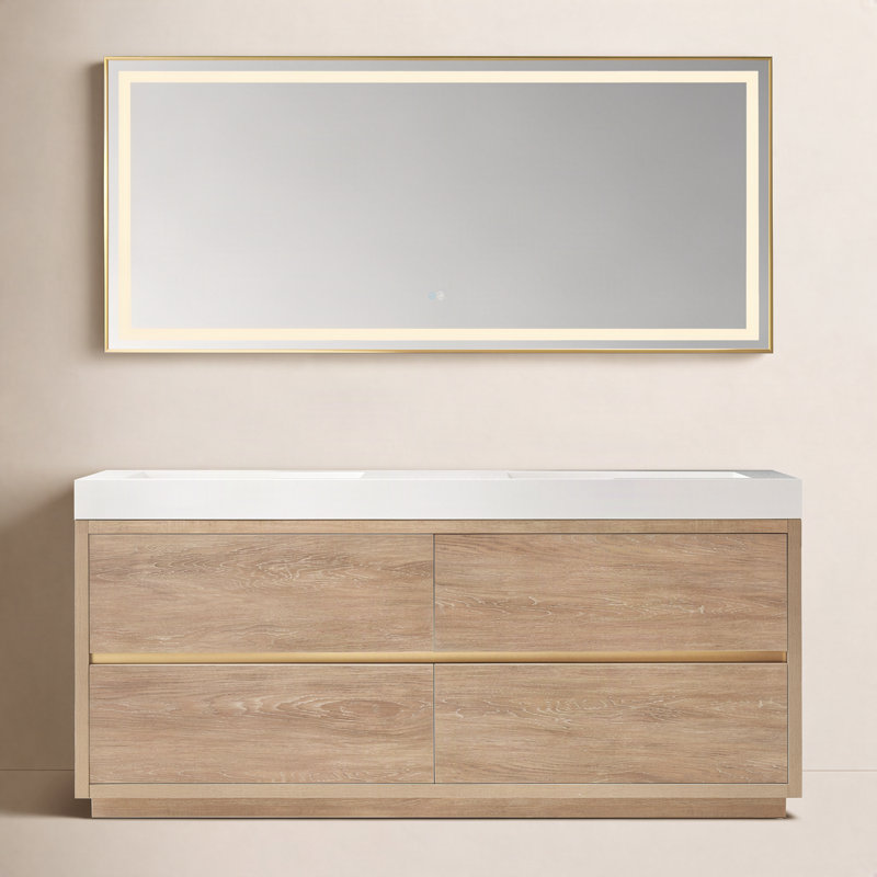 Ensemble de meuble-lavabo double 72 po Huesca, Blanc, Chêne nord-américain