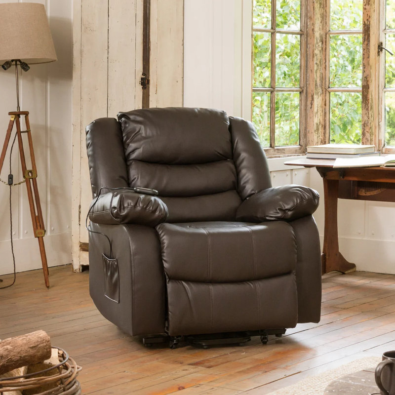Armeta 96cm Wide Electric Lift-Assist Massage Heat Mobility Recliner Chair, Brown