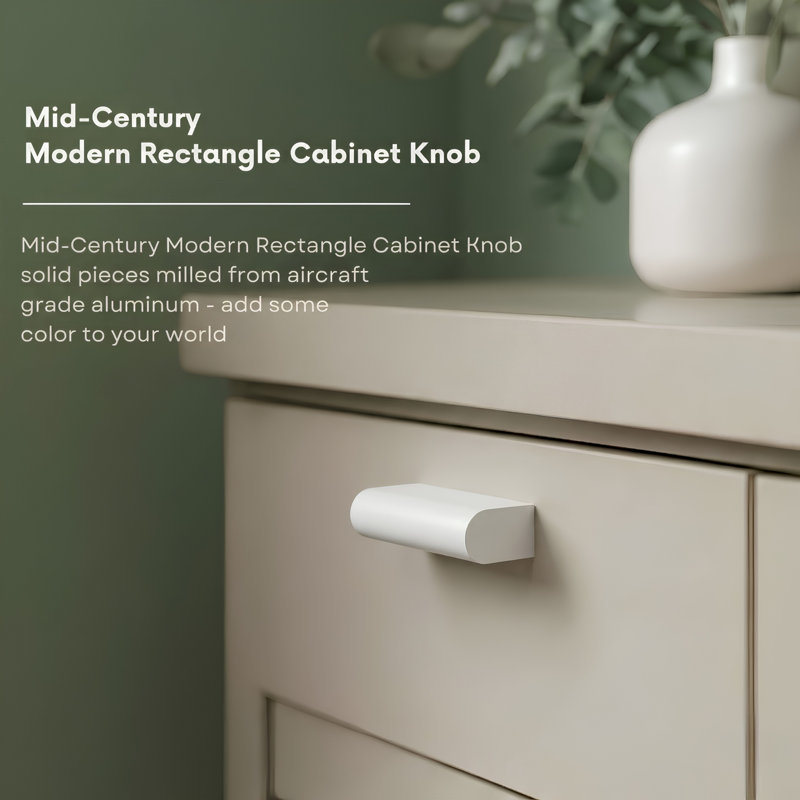 2" Length Geometric Knob, Snow (White)
