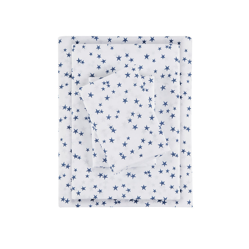 Ensemble de draps en microfibre Gracie Mills Lila, Ensemble de draps pour lit simple avec un drap-hou, Bleu