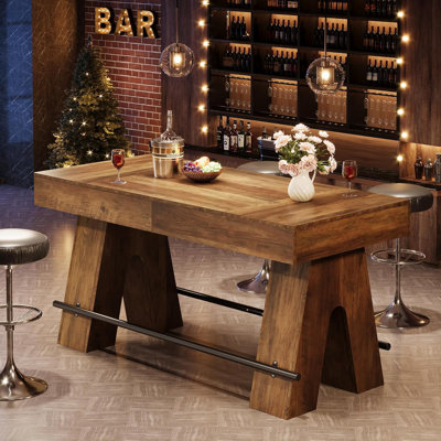 63-Inch Bar Height Pub Table, Counter Height Home Bar