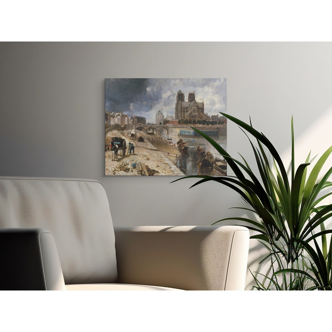 Paris Cityscape Canvas Wall Art, Notre Dame Cathedral View, Gallery Wrapped Matte Print, Ready to Hang, Archival Quality, Statement Piece