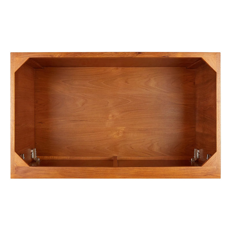 36" Novak Single Bathroom Vanity Set with Oval Undermount Sink, 8" Widespread, Natural Teak, Feathered White Quartz