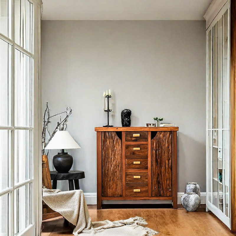 Armoire d'appoint en bois massif rétro Original