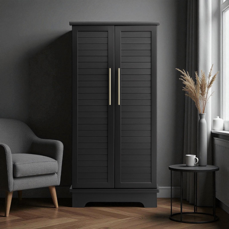 Armoire à bijoux avec miroir Harwant, Gris anthracite