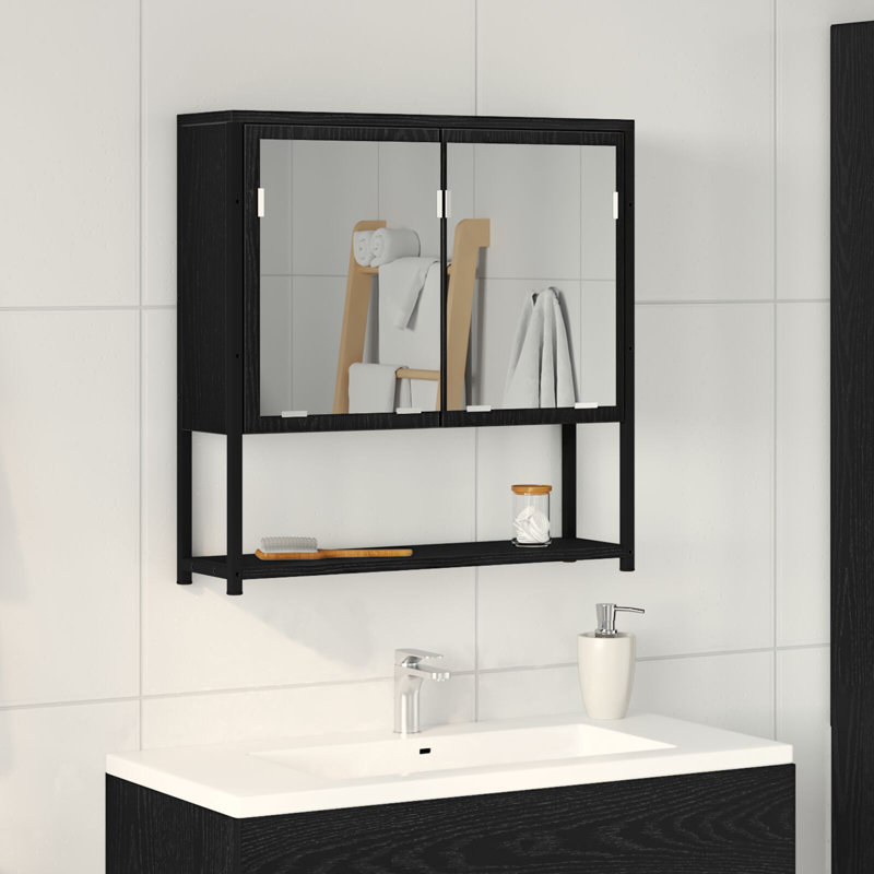 W H Medicine Cabinet Mirror, Black Oak