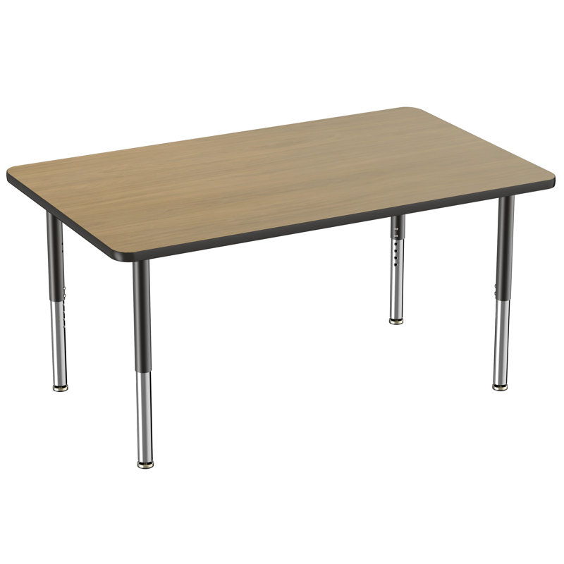 Table d'activité rectangulaire à hauteur réglable en forme de T, Super, 36 po x 60 po, Chêne Pasadena / noir