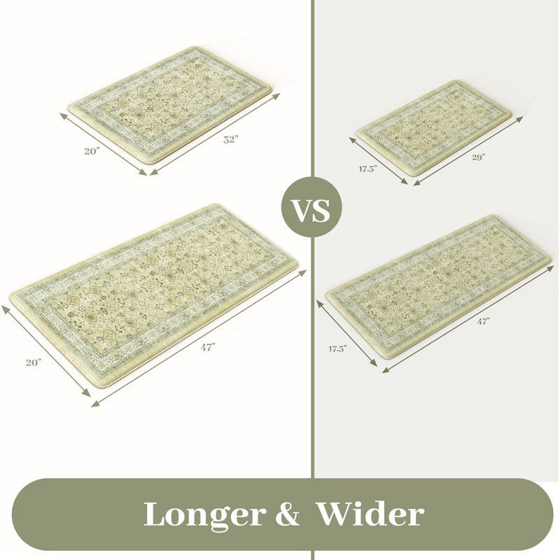 Boho Vintage Kitchen Rugs Sets of 2 Comfort Standing Mat, Beige, 119cm L x 50.8cm W