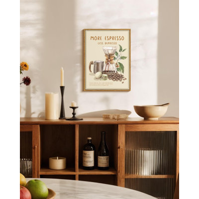 “More Espresso, Less Depresso” Framed Coffee Wall Art Print